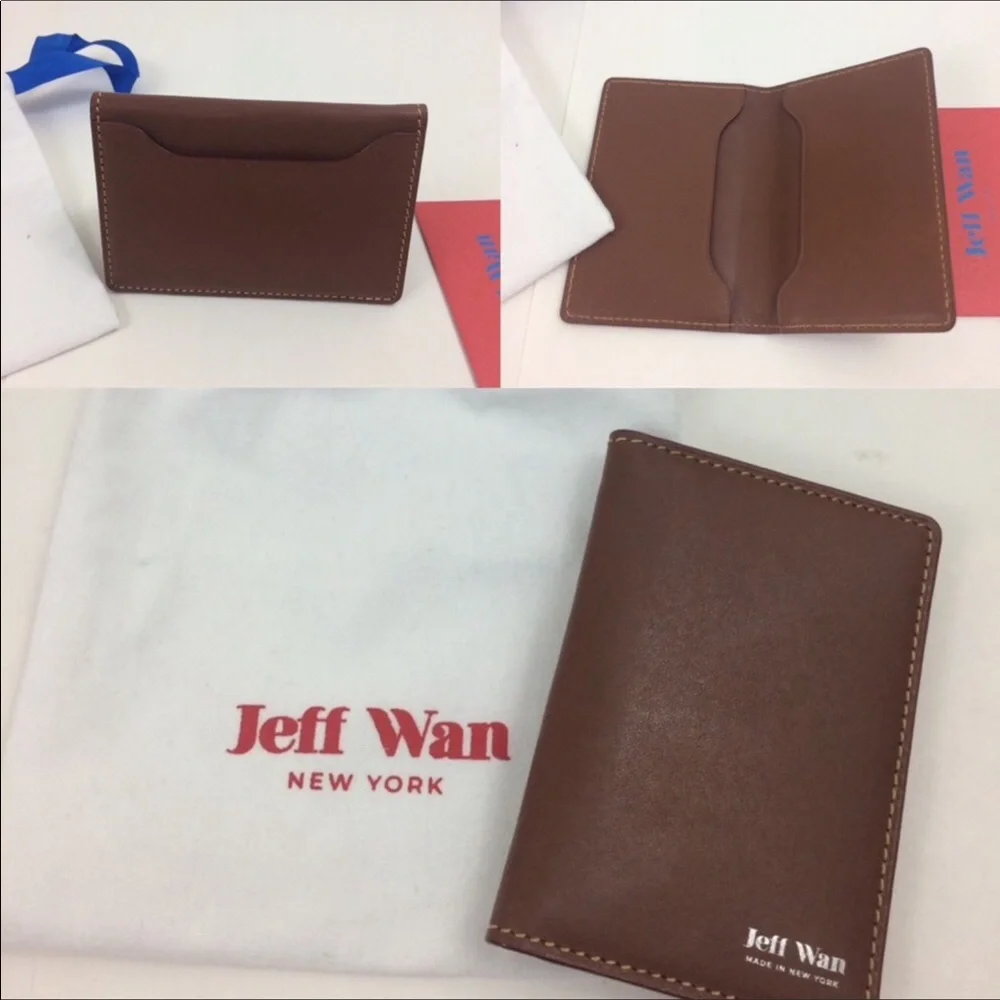 Jeff Wan Leather Card Wallet in Coco